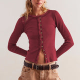 Cardigan a coste tinta unita