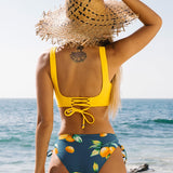 Bikini da donna – Top incrociato avvolgente – Slip con laccetti regolabili – Tessuto elasticizzato traspirante