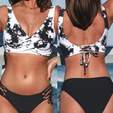 Bikini da donna – Top incrociato avvolgente – Slip con laccetti regolabili – Tessuto elasticizzato traspirante