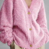 Cardigan a maniche lunghe con bottoni e scollo a V