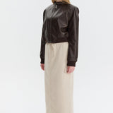 Giubbotto bomber con cerniera in pelle PU