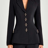 Blazer a maniche lunghe con bottoni in metallo