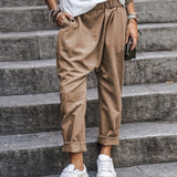 Pantaloni larghi da donna - Vita alta - Tessuto leggero e fluido - Comfort traspirante