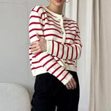 Cardigan corto in maglia a righe