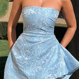 Mini abito da festa in jacquard senza spalline