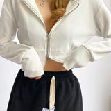 Felpa con cappuccio slim corta con doppia cerniera