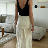 Gonna lunga vintage in raso a vita alta