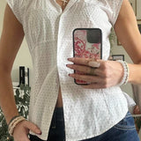 Camicetta versatile a quadri rossi e bianchi