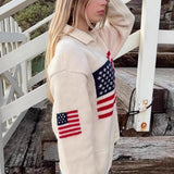 Cardigan in maglia elegante con stampa bandiera calda