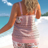 Completo Tankini da donna - Top con scollo all'americana - Slip a vita alta - Comfort e stile da spiaggia