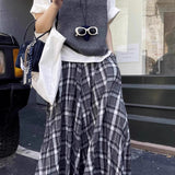 Gonna svasata scozzese a vita alta vintage