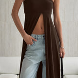 Blusa versatile e fluida con spacco sul retro