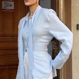 Camicetta vintage in cotone con nodo sul davanti