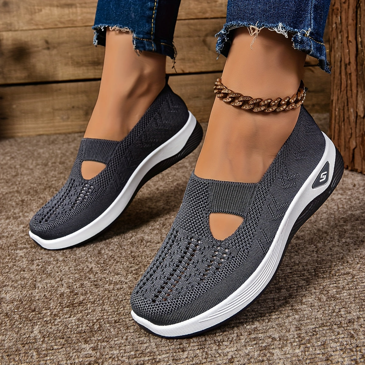 Sneakers slip-on da donna – Rete traspirante – Taglio basso – Suola ammortizzata