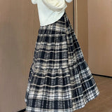 Gonna scozzese a strati in misto lana