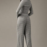 Set due pezzi con bottoni a righe e cordoncino