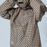 Felpa con cappuccio e maschera a mezza abbottonatura scozzese vintage