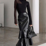 Gonna lunga vintage a sirena a vita alta