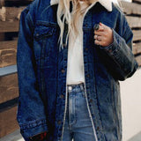 Giubbotto bomber in denim foderato in pile