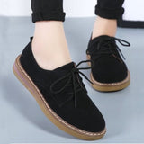 Scarpe Oxford da donna - Eleganti in pelle scamosciata - Punta tonda - Comoda suola antiscivolo