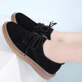 Scarpe Oxford da donna - Eleganti in pelle scamosciata - Punta tonda - Comoda suola antiscivolo