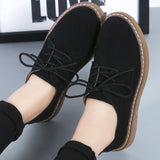 Scarpe Oxford da donna - Eleganti in pelle scamosciata - Punta tonda - Comoda suola antiscivolo