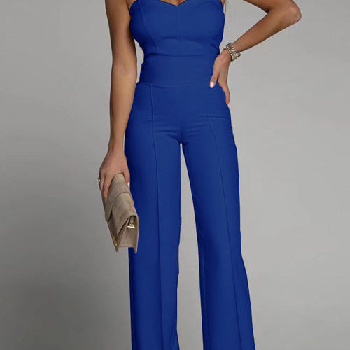 Tuta da donna - Senza spalline - Vita alta - Elegante vestibilità ampia