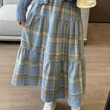 Gonna scozzese a strati in misto lana