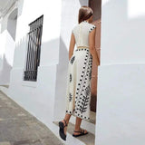 Completo da donna - Top corto ricamato a maniche corte + gonna avvolgente a vita alta