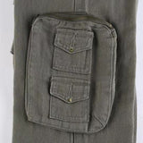 Pantaloni cargo in denim multitasche a vita bassa stile street