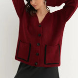 Cardigan tascabile color block