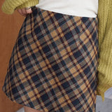 Gonna a tubino scozzese vintage a vita alta