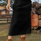 Gonna midi cargo in denim a vita alta vintage