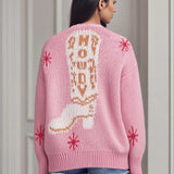 Cardigan lavorato a maglia con scollo a V e motivo a stivale