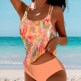 Costume da bagno tankini da donna – Vestibilità comoda – Tessuto elasticizzato morbido – Due pezzi sobrio