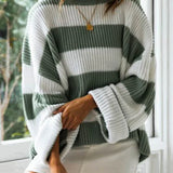 Maglione da donna – Vestibilità oversize – Maglia a coste – Scollo tondo – Maniche lunghe comode