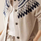 Cardigan in maglia retrò con scollo rotondo e motivo geometrico color block Fair Isle