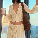 Completo gonna con lacci in pizzo e chiffon trasparente sexy