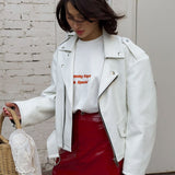 Gonna aderente in pelle sintetica rossa