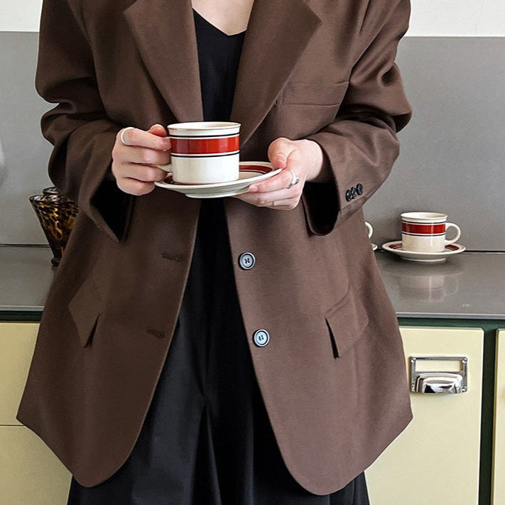 Blazer casual vintage a maniche lunghe