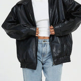 Giubbotto bomber in pelle PU