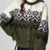 Cardigan Fair Isle in maglia con fiocco di neve nordico retrò