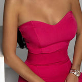 Tuta da donna - Senza spalline - Vita alta - Elegante vestibilità ampia