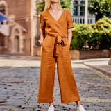 Tuta da donna - 100% cotone filato - Elegante e comoda - Maniche corte