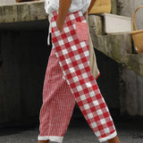 Pantaloni da donna - Vestibilità ampia - Vita elasticizzata - Stampa a righe e quadri