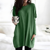 Tunica da donna - Maglia leggera - Vestibilità ampia - Ampio scollo rotondo - Maniche lunghe