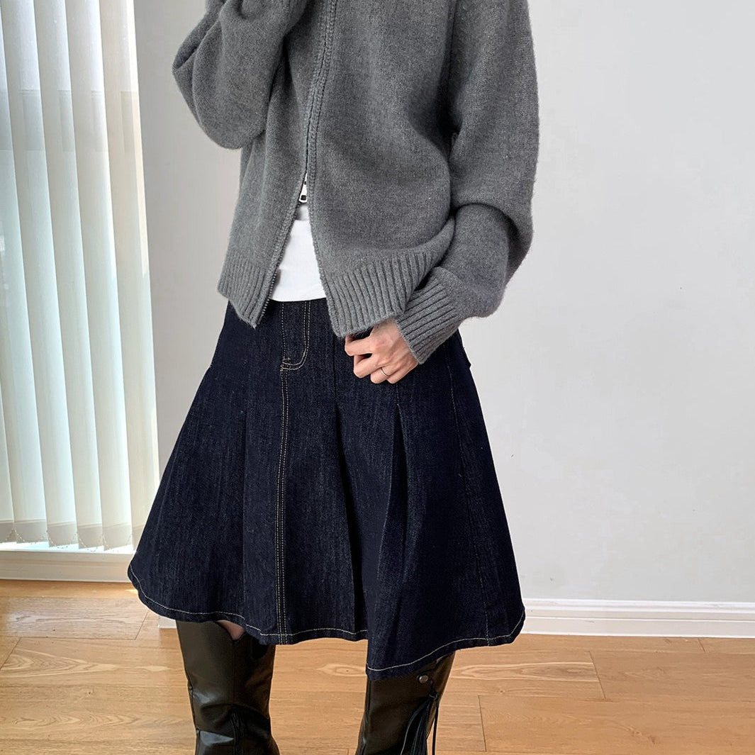 Cardigan con cerniera in maglia morbida