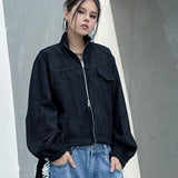 Giacca da lavoro in denim con risvolto