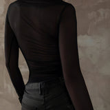 Camicetta a girocollo sottile e sexy con stampa alla moda