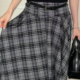 Gonna midi vintage in similpelle a vita alta